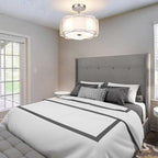 Modern Transitional Flower Iron Fabric 1-Light Semi-Flush Mount Ceiling Light For Living Room
