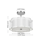 Modern Transitional Flower Iron Fabric 1-Light Semi-Flush Mount Ceiling Light For Living Room