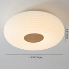 Contemporary Nordic Round Iron Wood Plastic LED Flush Mount Ceiling Light for Living Room