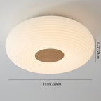 Contemporary Nordic Round Iron Wood Plastic LED Flush Mount Ceiling Light for Living Room