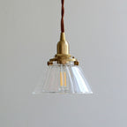 Traditional Japanese Dome Copper Glass 1-Light Pendant Light For Living Room