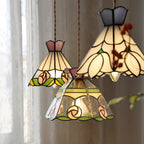 Traditional Tiffany Dome Copper Glass 1-Light Pendant Light For Living Room