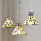 Traditional Tiffany Dome Copper Glass 1-Light Pendant Light For Living Room