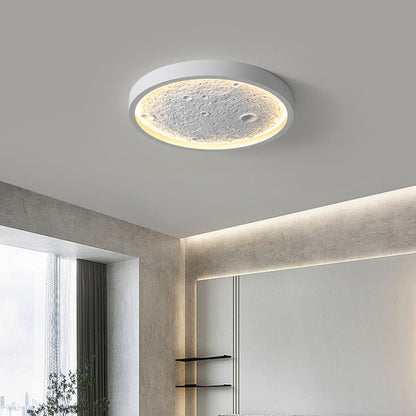 Contemporary Creative Round Iron Resin LED Flush Mount Ceiling Light For Living Room