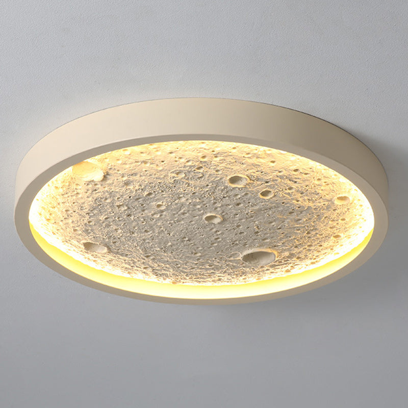 Contemporary Creative Round Iron Resin LED Flush Mount Ceiling Light For Living Room