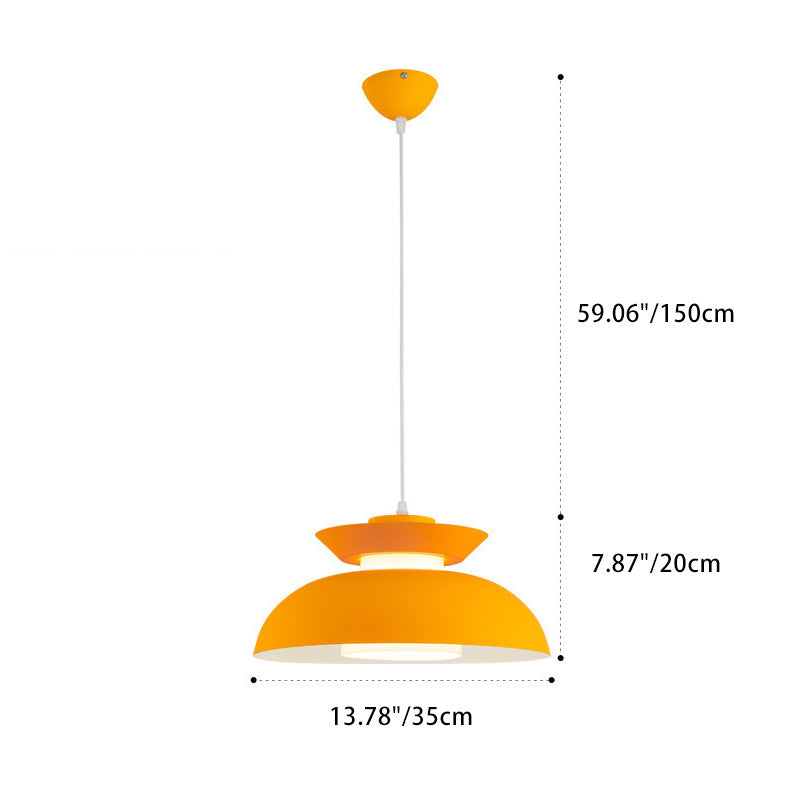 Contemporary Scandinavian Dome Aluminum Acrylic 1-light Pendant Light for Living Room
