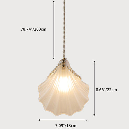 Contemporary Coastal Shell Iron Glass 1-light Pendant Light for Living Room