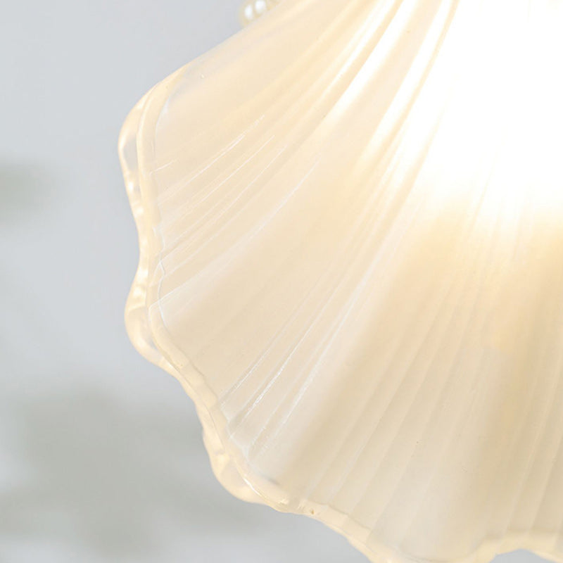Contemporary Coastal Shell Iron Glass 1-light Pendant Light for Living Room