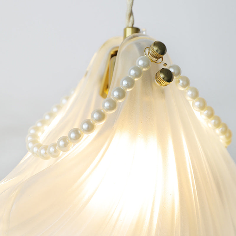 Contemporary Coastal Shell Iron Glass 1-light Pendant Light for Living Room