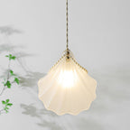 Contemporary Coastal Shell Iron Glass 1-light Pendant Light for Living Room