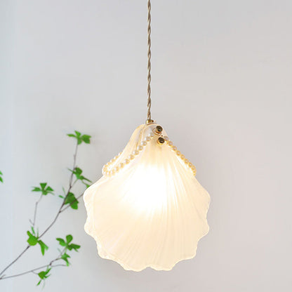 Contemporary Coastal Shell Iron Glass 1-light Pendant Light for Living Room