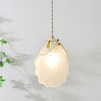 Contemporary Coastal Shell Iron Glass 1-light Pendant Light for Living Room