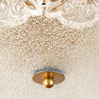 Traditional French Round Copper Glass 5/6/8-Light Semi-Flush Mount Ceiling Light For Living Room