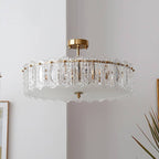 Traditional French Round Copper Glass 5/6/8-Light Semi-Flush Mount Ceiling Light For Living Room