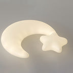 Contemporary Creative Moon Iron Plastic LED Kids Flush Mount Ceiling Light for Living Room