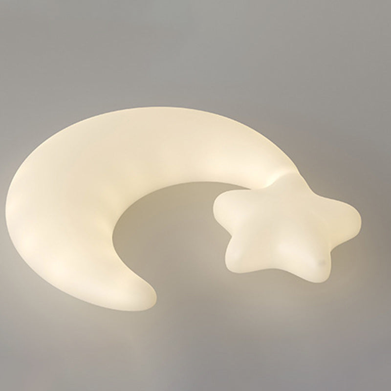 Contemporary Creative Moon Iron Plastic LED Kids Flush Mount Ceiling Light for Living Room