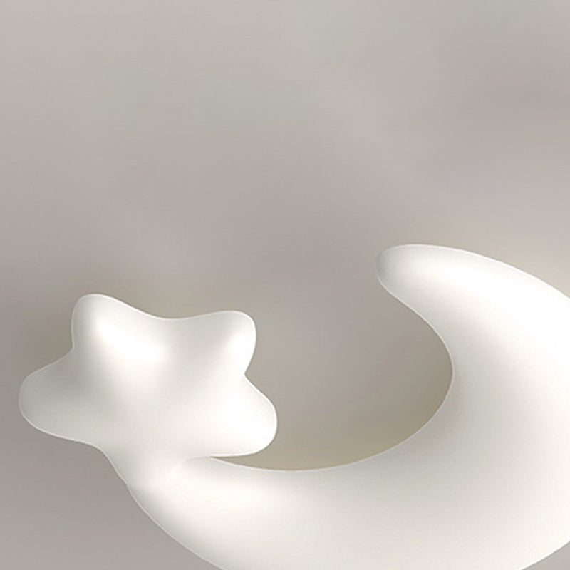 Contemporary Creative Moon Iron Plastic LED Kids Flush Mount Ceiling Light for Living Room
