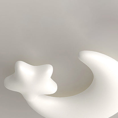 Contemporary Creative Moon Iron Plastic LED Kids Flush Mount Ceiling Light for Living Room
