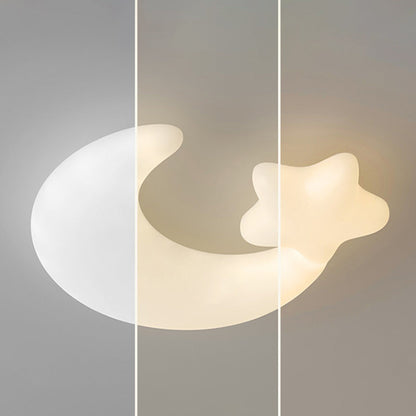 Contemporary Creative Moon Iron Plastic LED Kids Flush Mount Ceiling Light for Living Room