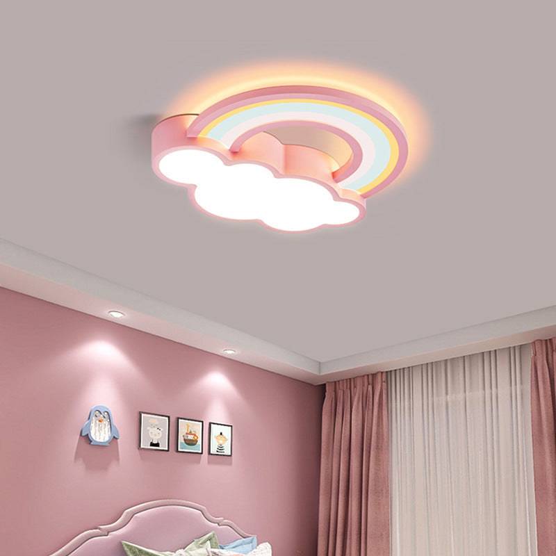 Contemporary Creative Cloud Iron Acrylic LED Kids Flush Mount Ceiling Light for Living Room