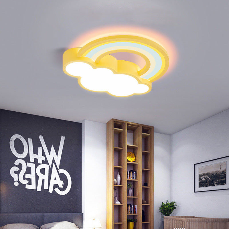 Contemporary Creative Cloud Iron Acrylic LED Kids Flush Mount Ceiling Light for Living Room