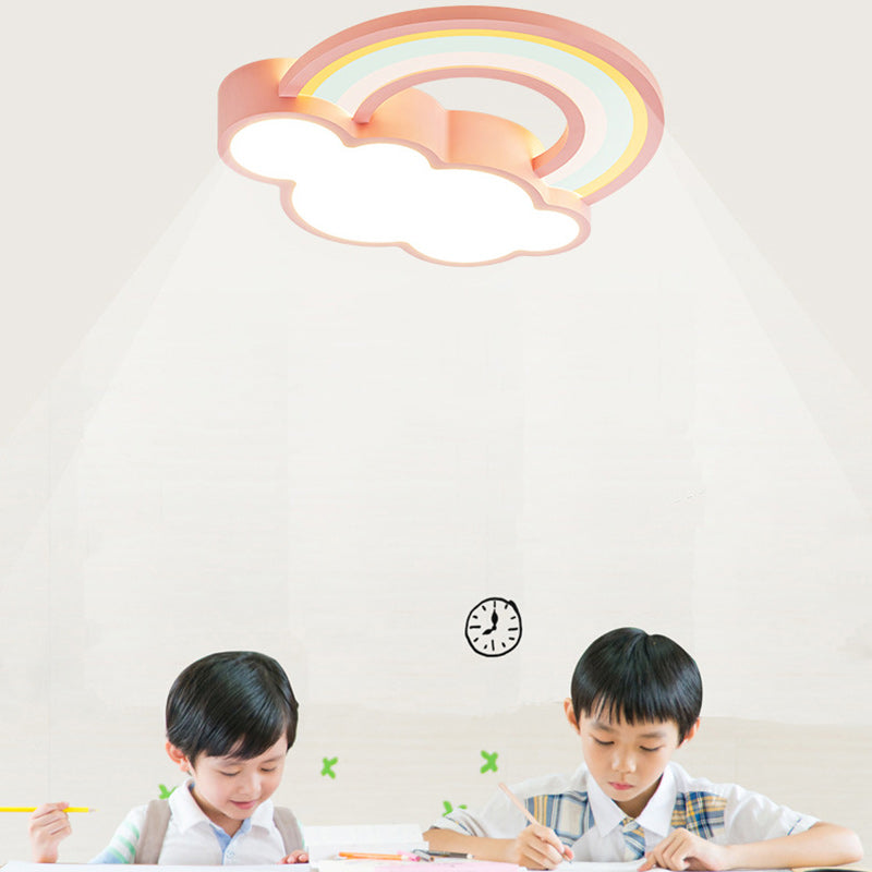 Contemporary Creative Cloud Iron Acrylic LED Kids Flush Mount Ceiling Light for Living Room