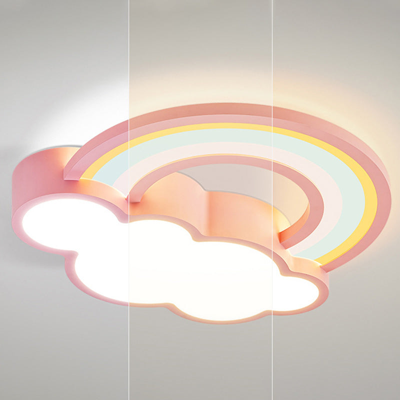 Contemporary Creative Cloud Iron Acrylic LED Kids Flush Mount Ceiling Light for Living Room