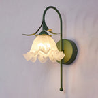 Contemporary Retro Flower Iron Glass 1-Light Wall Sconce Lamp For Living Room