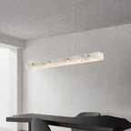 Contemporary Luxury Rectangular Iron Stone LED Island Light Chandelier for Dining Room BulbSquare
