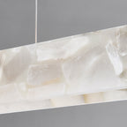 Contemporary Luxury Rectangular Iron Stone LED Island Light Chandelier for Dining Room BulbSquare