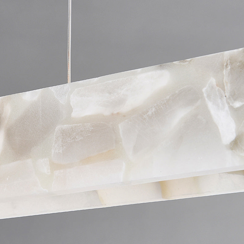 Contemporary Luxury Rectangular Iron Stone LED Island Light Chandelier for Dining Room