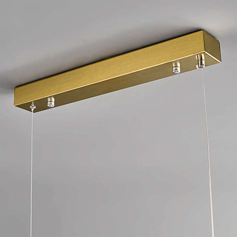 Contemporary Luxury Rectangular Iron Stone LED Island Light Chandelier for Dining Room BulbSquare