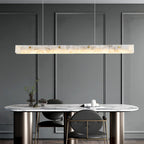 Contemporary Luxury Rectangular Iron Stone LED Island Light Chandelier for Dining Room BulbSquare