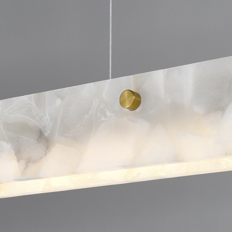 Contemporary Luxury Rectangular Iron Stone LED Island Light Chandelier for Dining Room BulbSquare