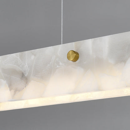 Contemporary Luxury Rectangular Iron Stone LED Island Light Chandelier for Dining Room