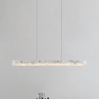 Contemporary Luxury Rectangular Iron Stone LED Island Light Chandelier for Dining Room BulbSquare