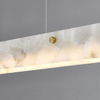 Contemporary Luxury Rectangular Iron Stone LED Island Light Chandelier for Dining Room BulbSquare