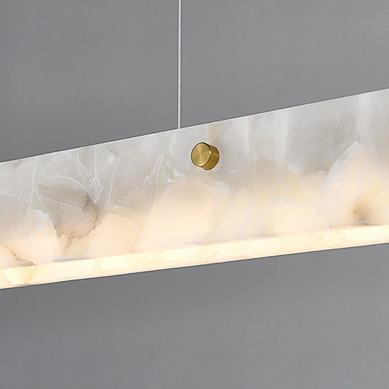 Contemporary Luxury Rectangular Iron Stone LED Island Light Chandelier for Dining Room