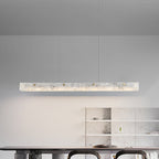 Contemporary Luxury Rectangular Iron Stone LED Island Light Chandelier for Dining Room BulbSquare