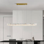 Contemporary Luxury Rectangular Iron Stone LED Island Light Chandelier for Dining Room BulbSquare