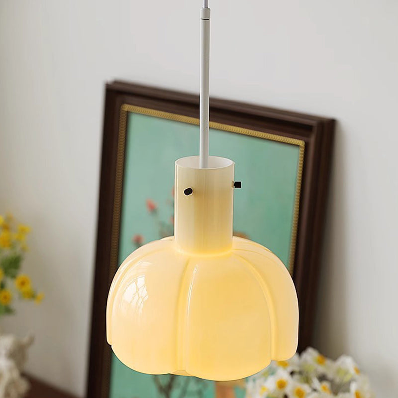 Traditional Vintage Dome Iron Glass 1-Light Pendant Light For Living Room