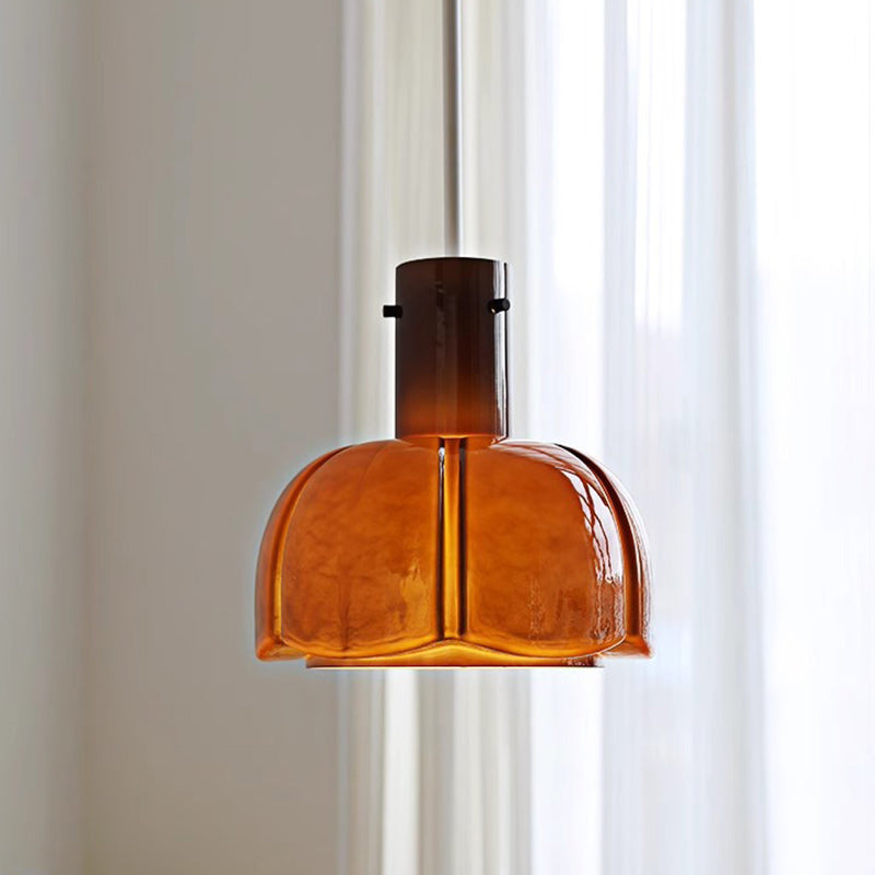 Traditional Vintage Dome Iron Glass 1-Light Pendant Light For Living Room