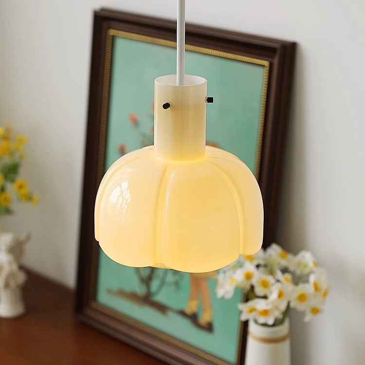 Traditional Vintage Dome Iron Glass 1-Light Pendant Light For Living Room