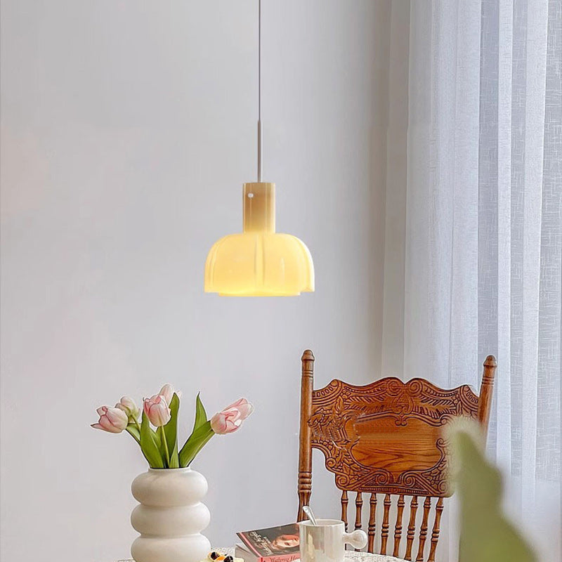 Traditional Vintage Dome Iron Glass 1-Light Pendant Light For Living Room