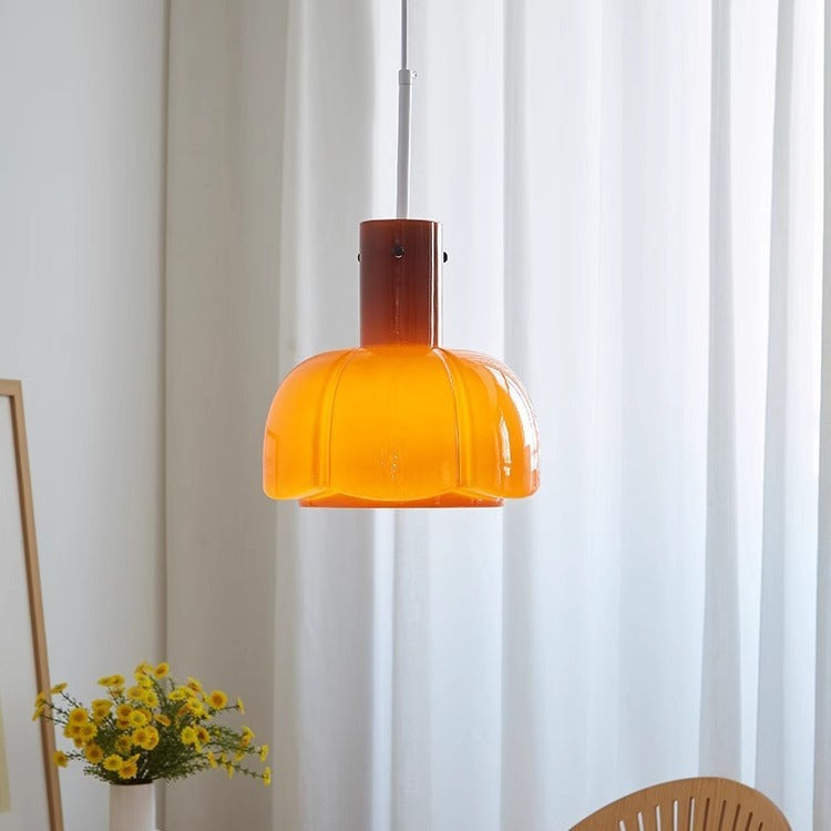 Traditional Vintage Dome Iron Glass 1-Light Pendant Light For Living Room