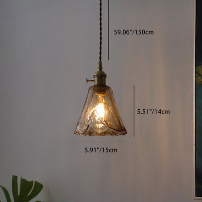Contemporary Nordic Cone Copper Glass 1-Light Pendant Light For Living Room