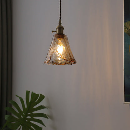 Contemporary Nordic Cone Copper Glass 1-Light Pendant Light For Living Room