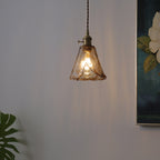 Contemporary Nordic Cone Copper Glass 1-Light Pendant Light For Living Room