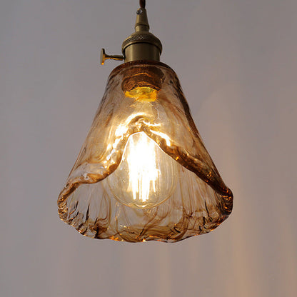 Contemporary Nordic Cone Copper Glass 1-Light Pendant Light For Living Room