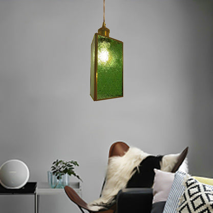 Traditional Vintage Dome Copper Glass 1-Light Pendant Light For Living Room